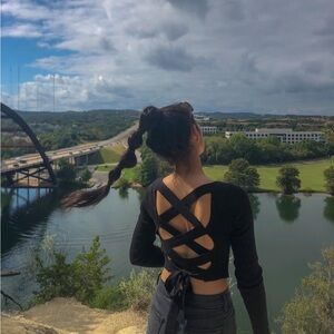 Bohme Black Crisscross Back Top